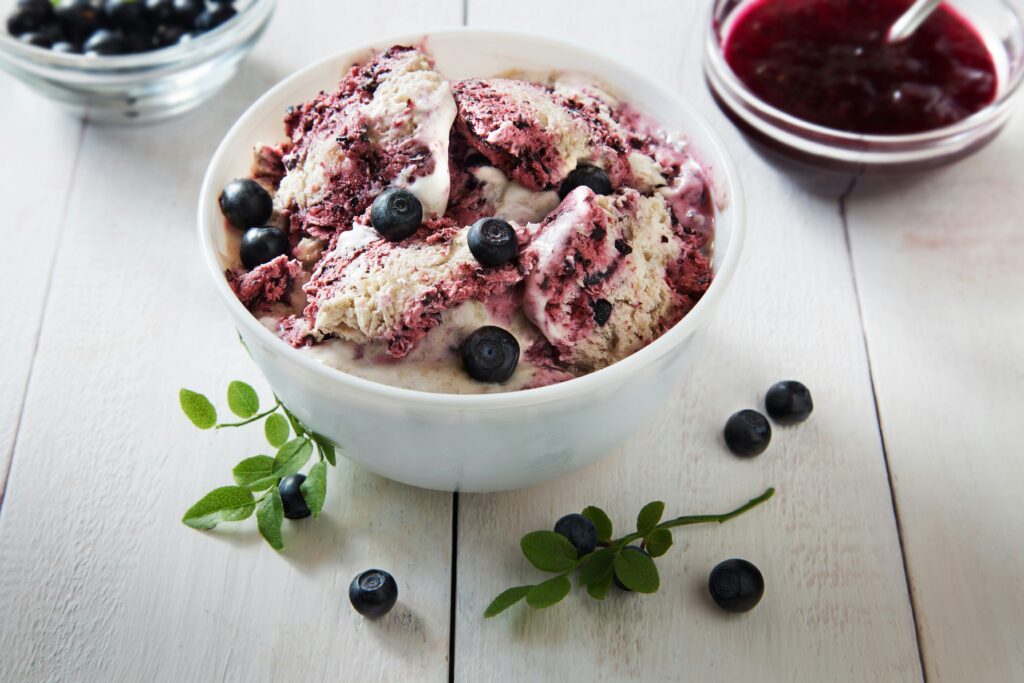 fruit sorbet with blueberries