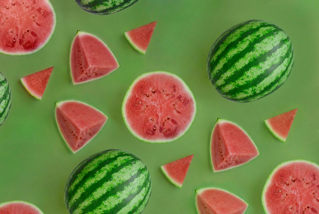 watermelons with a green background